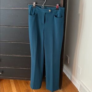 Donna Karan Teal High-Waisted Trousers